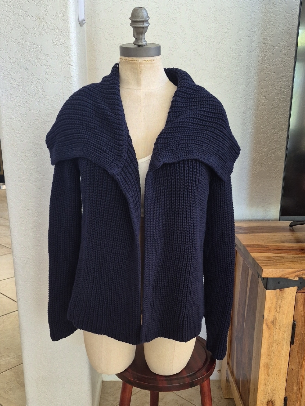 Talbots Dark Blue Women's Cotton knit Open Cardigan